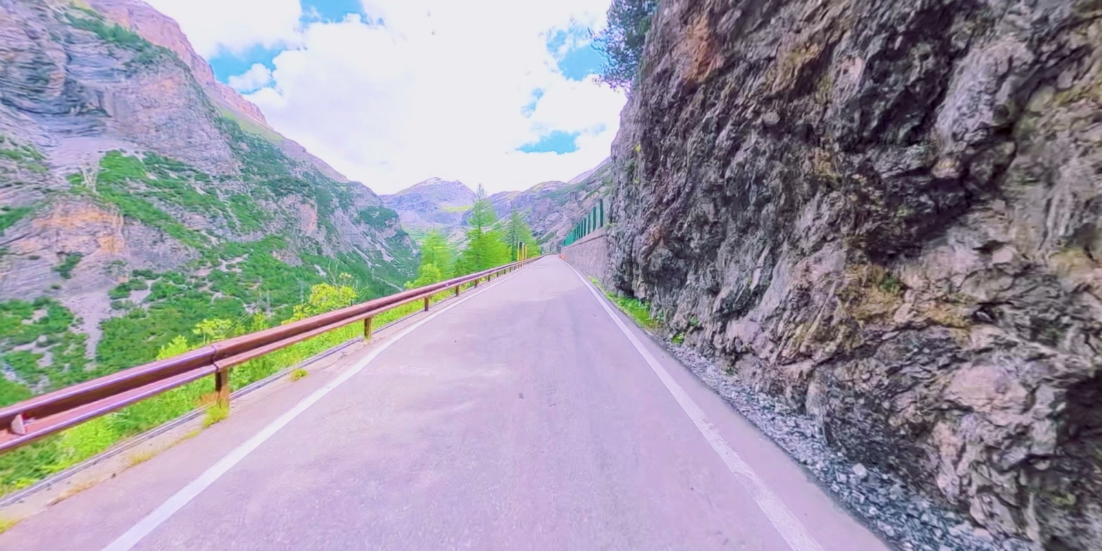 Alps and Dolomites onboard mountain pass view